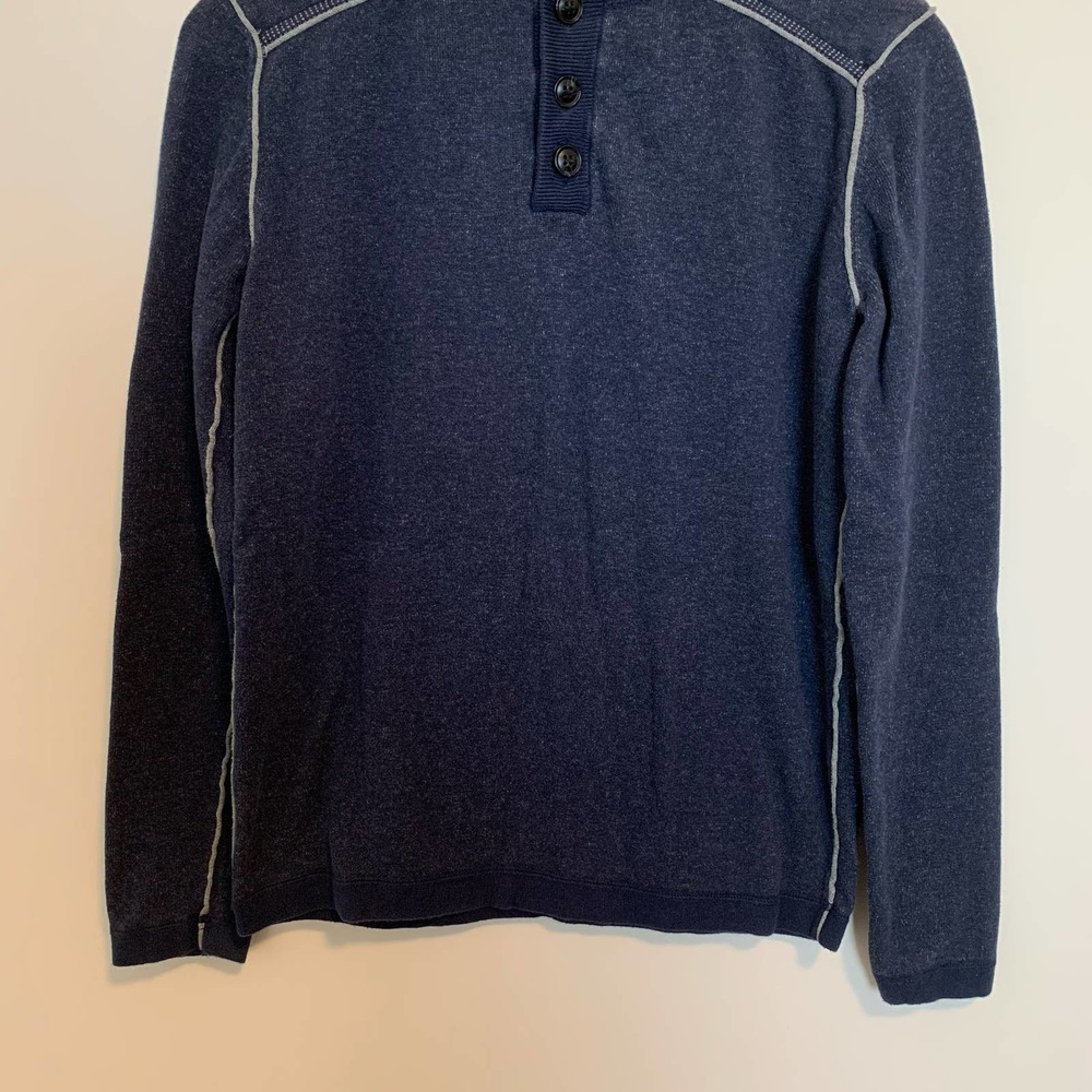 Sundance Mens Long Sleeve Sweater Shirt Size Small Navy Blue Button - Picture 3 of 15